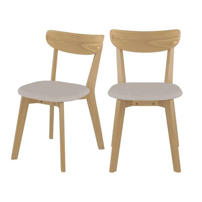Chaise en tissu beige et bois clair Tabata (lot de 2)