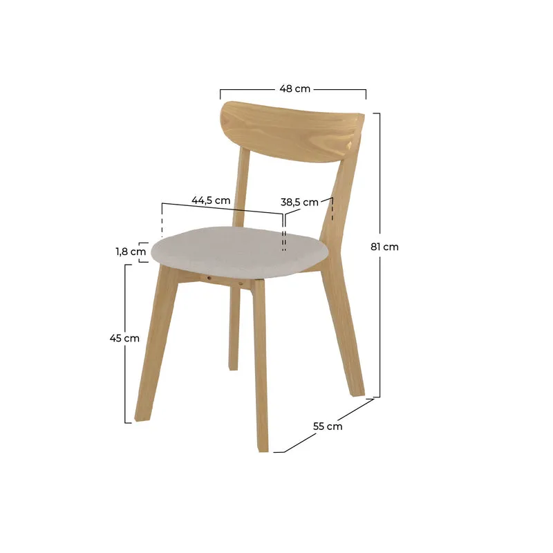 Chaise en tissu beige et bois clair Tabata (lot de 2)
