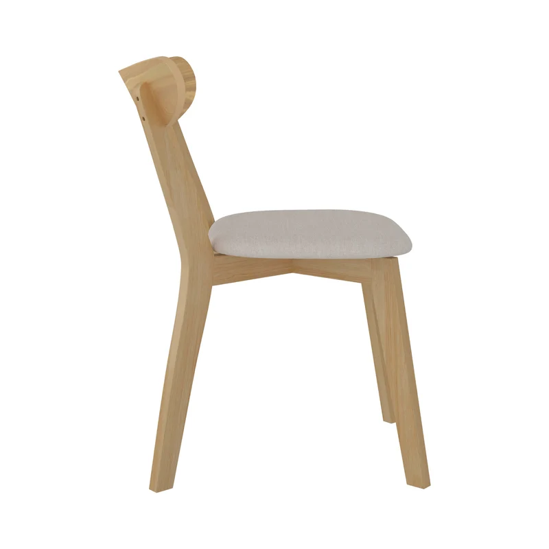 Chaise en tissu beige et bois clair Tabata (lot de 2)