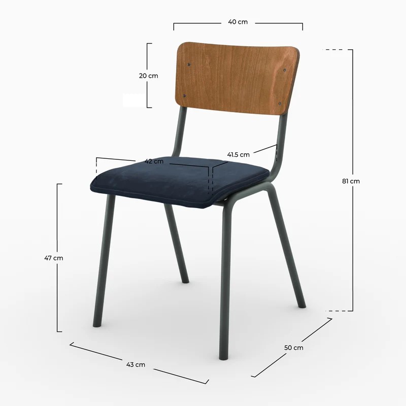 Chaise Nico en velours bleu (lot de 2)