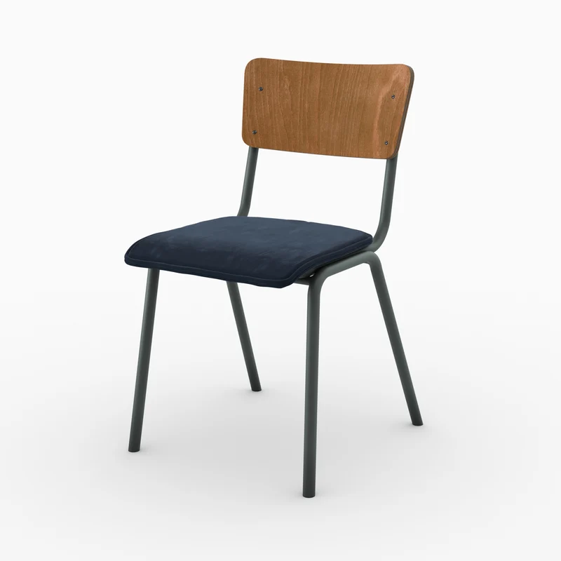 Chaise Nico en velours bleu (lot de 2)