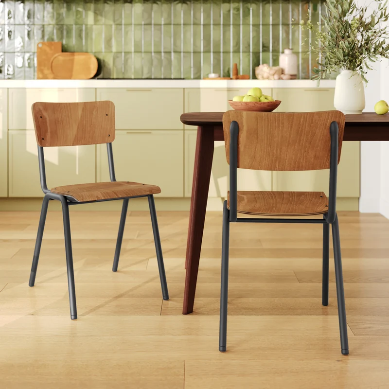 Chaise Clem en bois foncé (lot de 2)