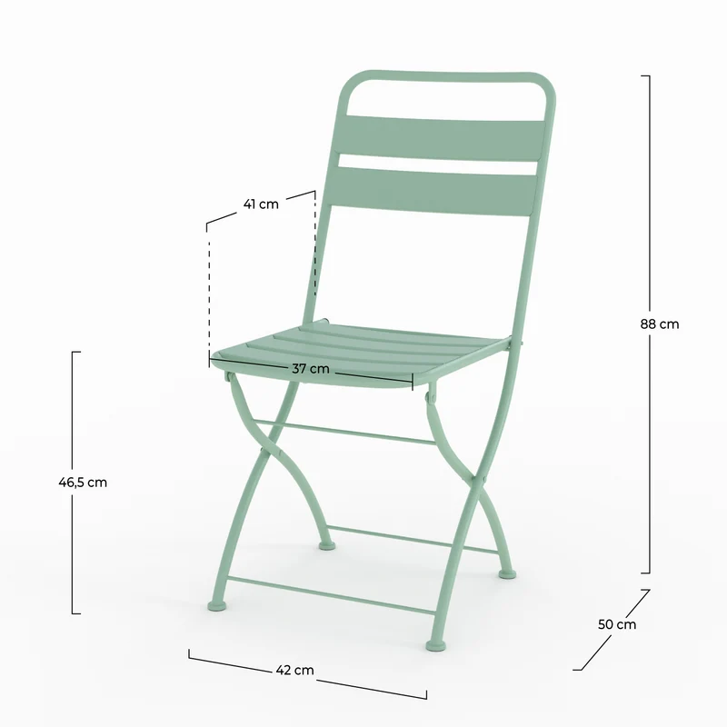 Chaise de jardin Yumi en métal vert clair, pliante (lot de 2)