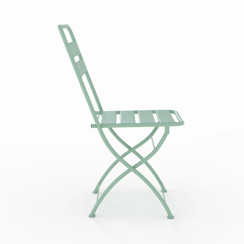 Chaise de jardin Yumi en métal vert clair, pliante (lot de 2)