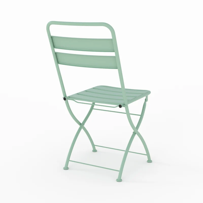 Chaise de jardin Yumi en métal vert clair, pliante (lot de 2)