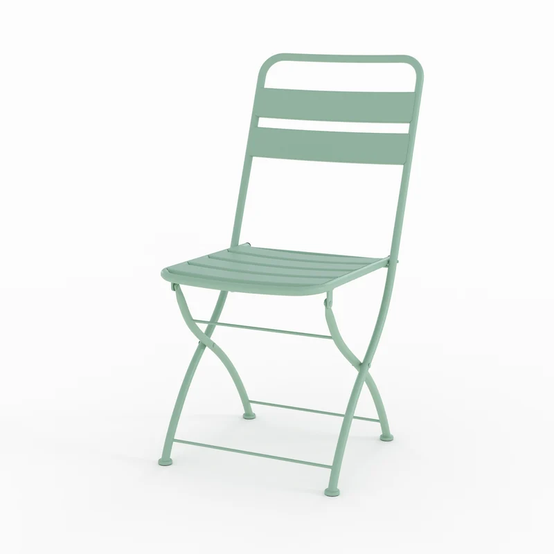 Chaise de jardin Yumi en métal vert clair, pliante (lot de 2)