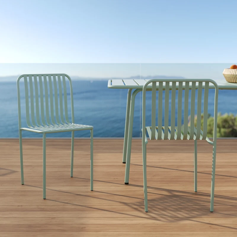 Chaise de jardin Yumi en métal vert clair (lot de 2)