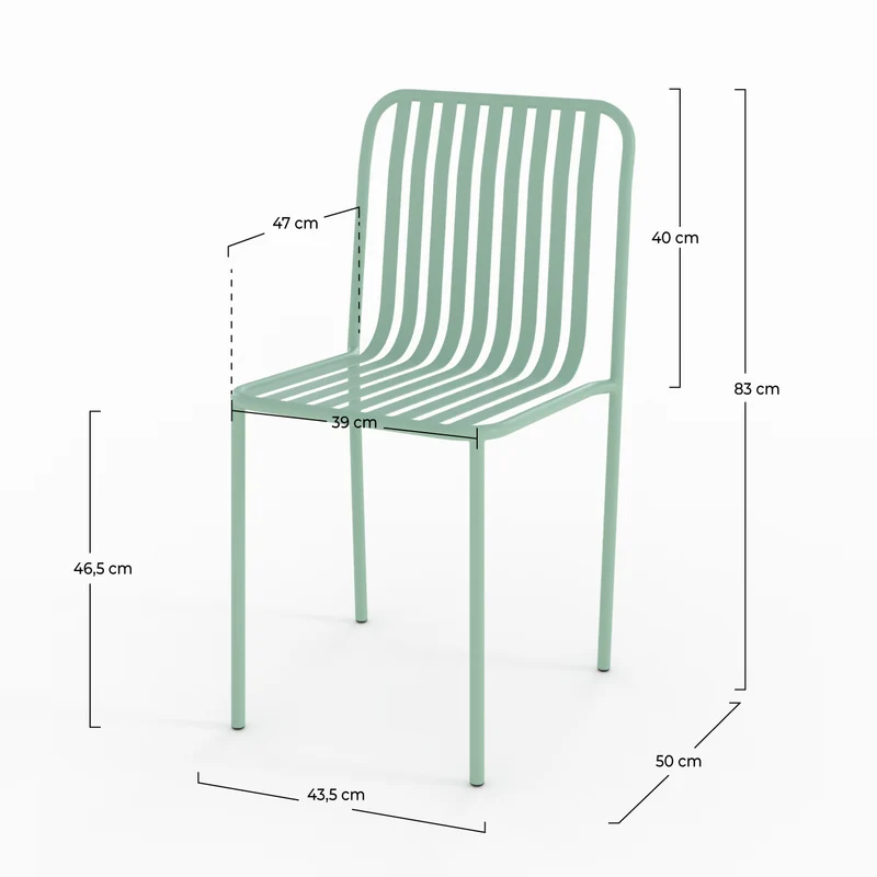 Chaise de jardin Yumi en métal vert clair (lot de 2)