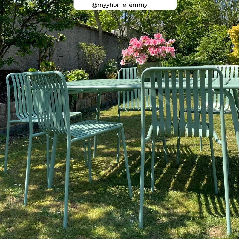 Chaise de jardin Yumi en métal vert clair (lot de 2)