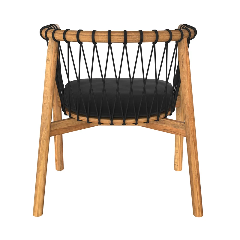 Chaise de jardin Yago en bois de teck et tissu noir