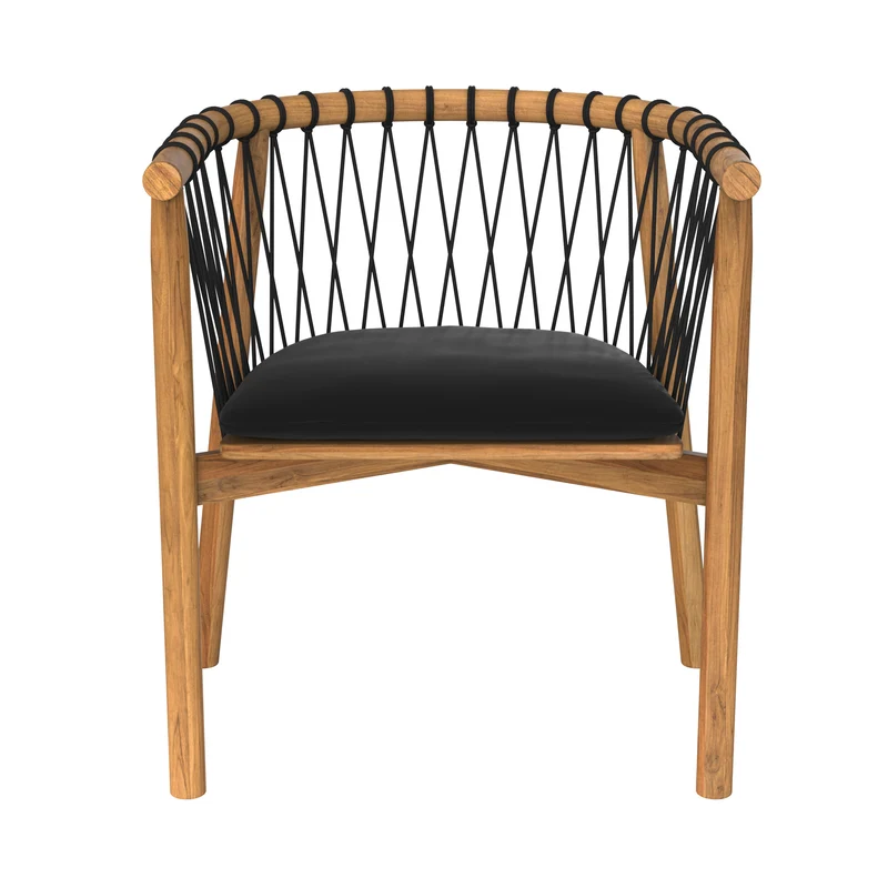 Chaise de jardin Yago en bois de teck et tissu noir
