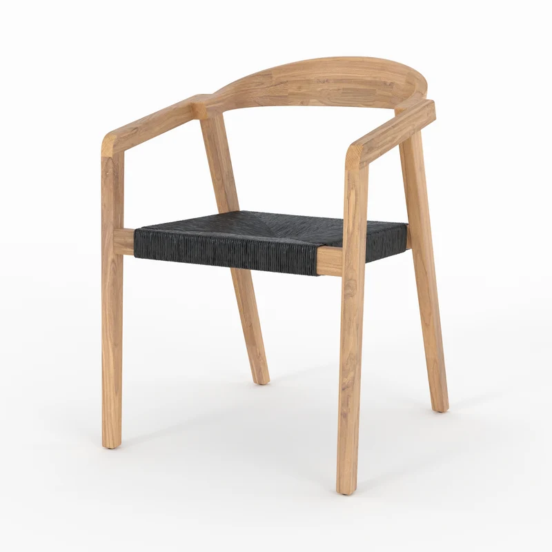 Chaise de jardin Malio en bois de teck recyclé et rotin synthétique