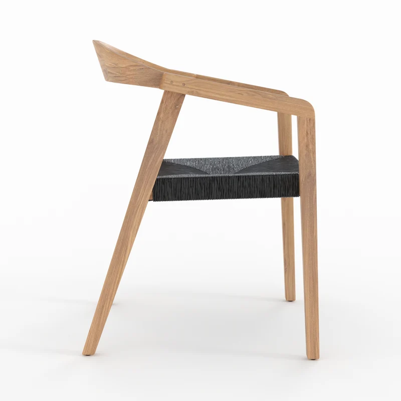 Chaise de jardin Malio en bois de teck recyclé et rotin synthétique