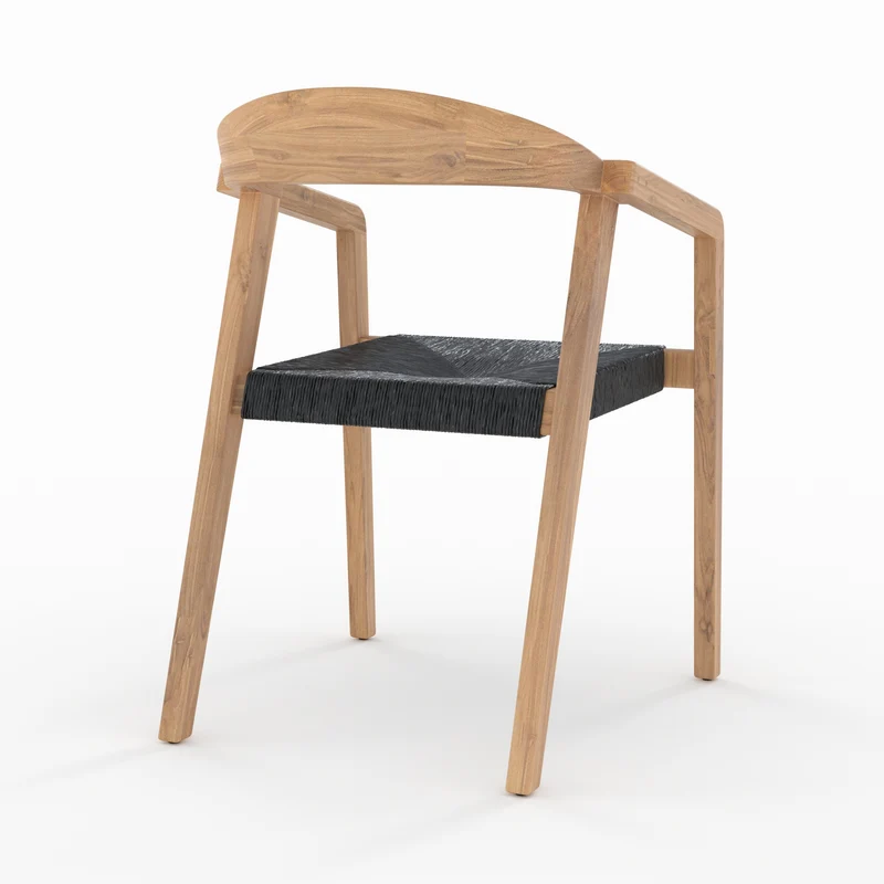 Chaise de jardin Malio en bois de teck recyclé et rotin synthétique