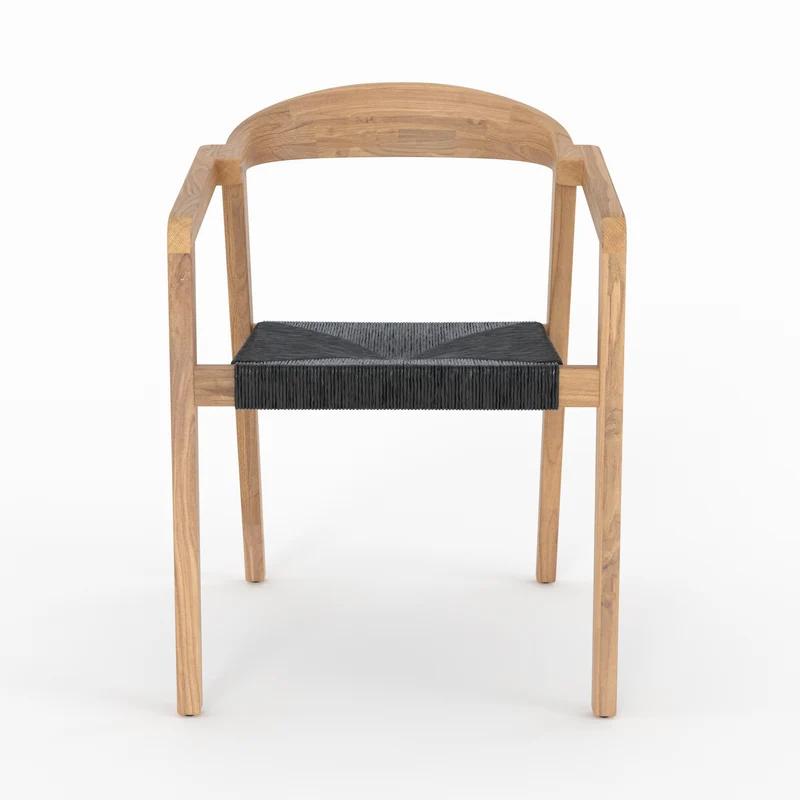 Chaise de jardin Malio en bois de teck recyclé et rotin synthétique
