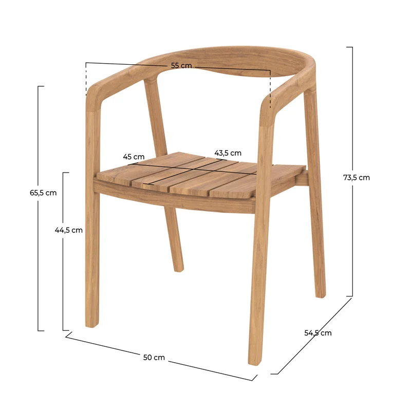 Chaise de jardin Kora en bois de teck massif