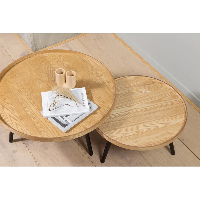 Mesa bijzettafel L hout naturel 34xØ60