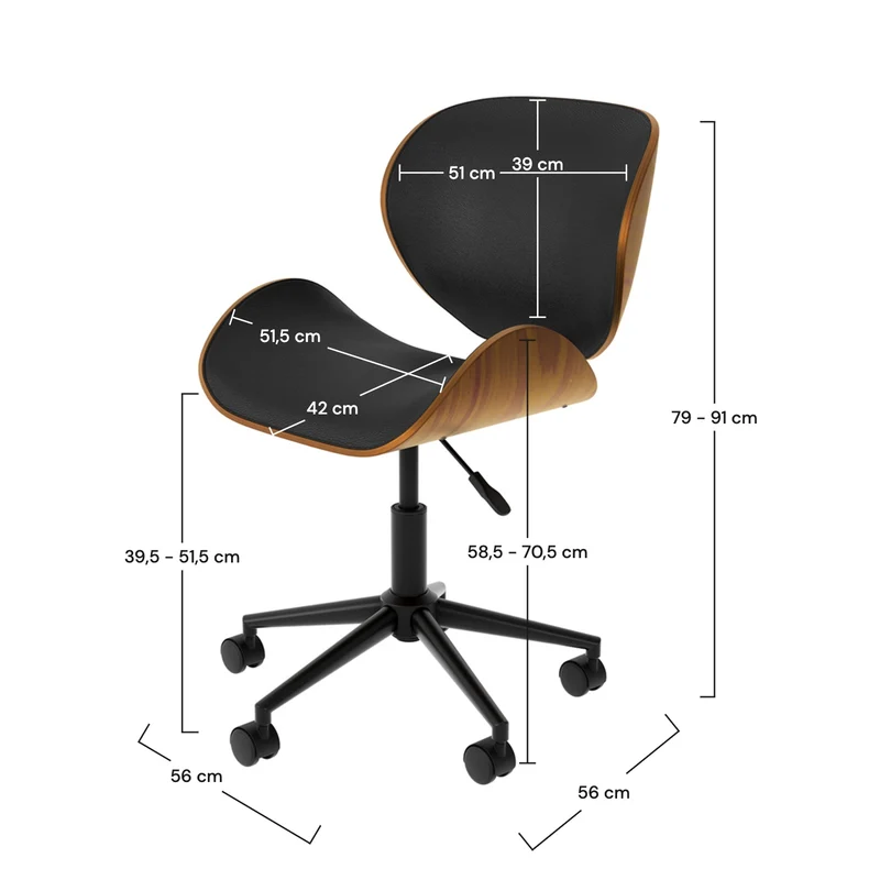 Chaise de bureau noire Baudoin
