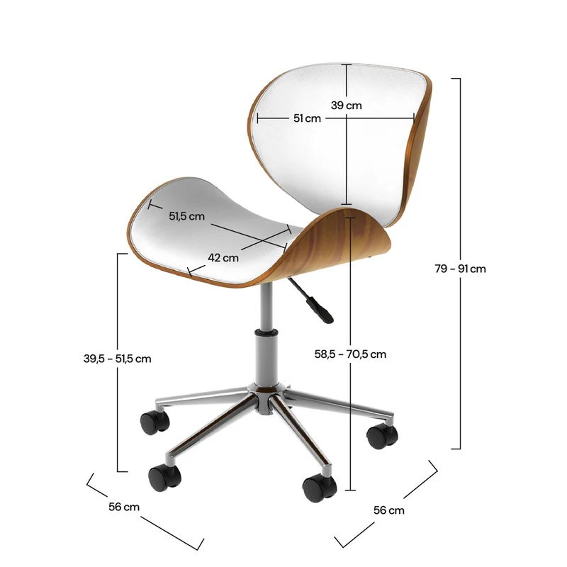 Chaise de bureau blanche Baudoin