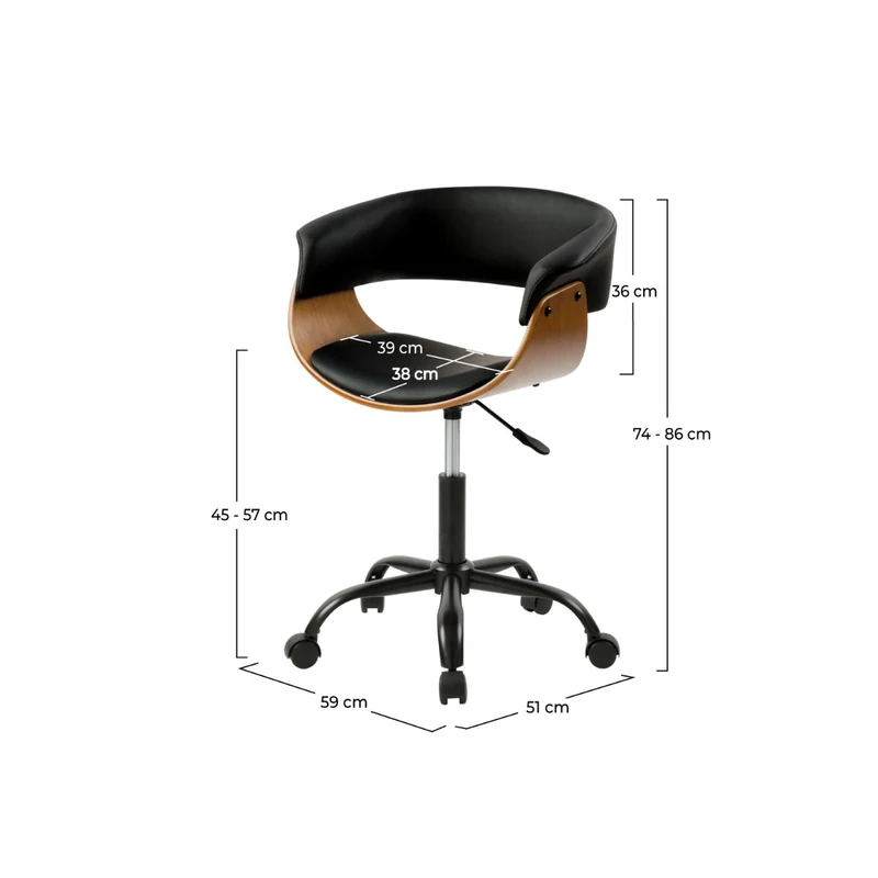 Chaise de bureau Basile noire