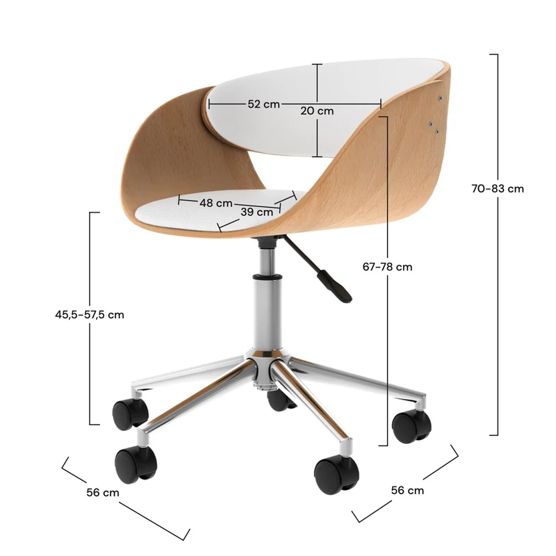 Chaise de bureau Adelmar blanche