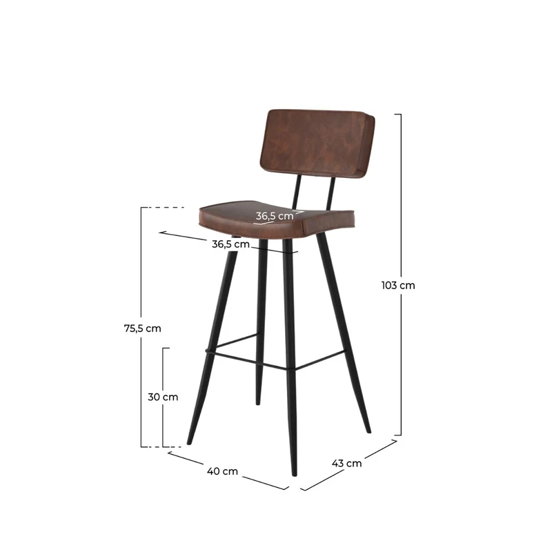 Chaise de bar Texas marron 75.5 cm (lot de 2)
