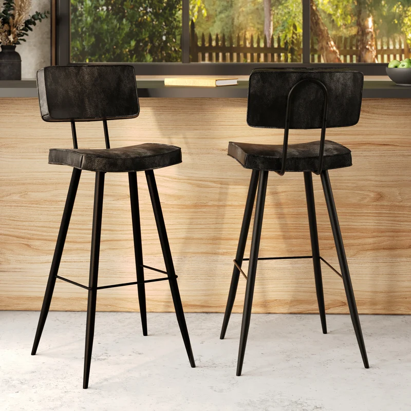 Chaise de bar Texas grise/noire 75.5 cm (lot de 2)