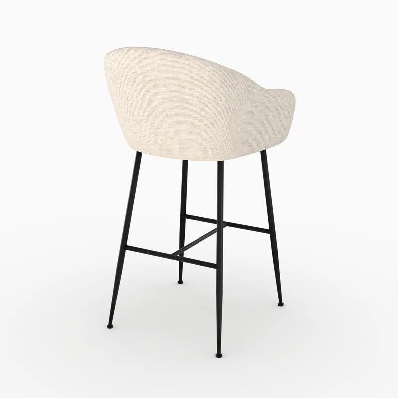 Chaise de bar Socky en tissu beige chiné 76 cm