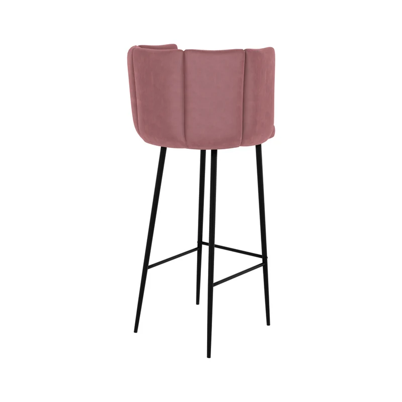 Chaise de bar Rosy en velours rose 75 cm (lot de 2)