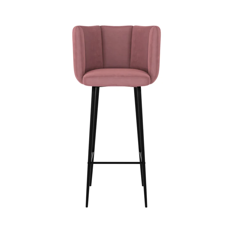 Chaise de bar Rosy en velours rose 75 cm (lot de 2)