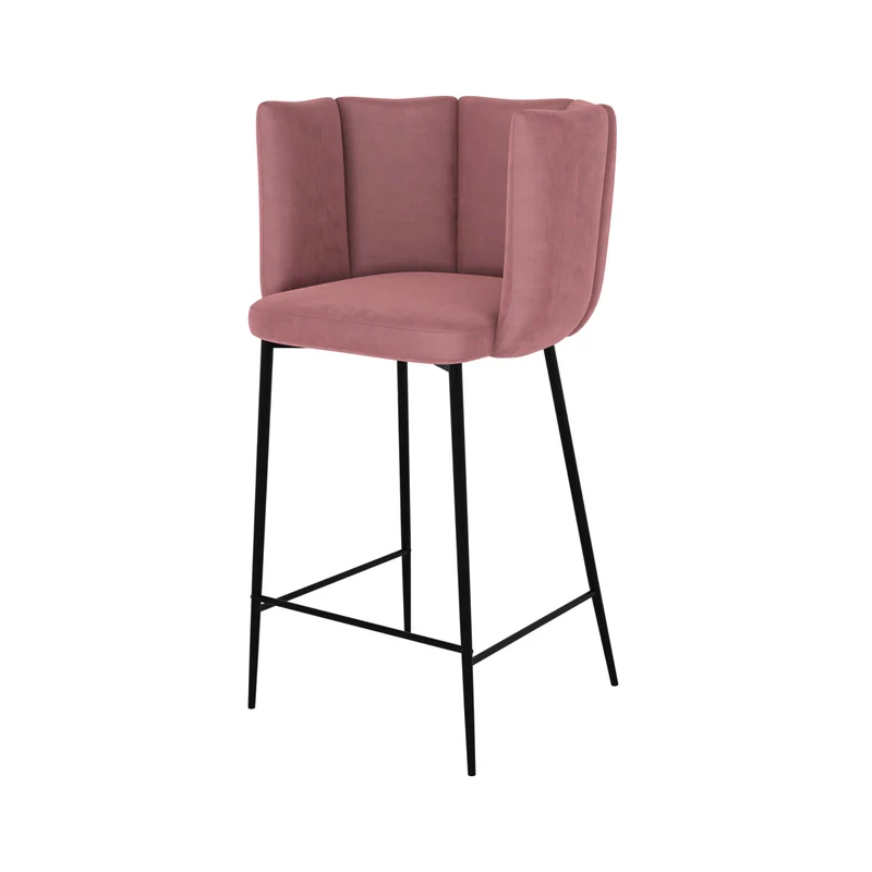 Chaise de bar Rosy en velours rose 67 cm (lot de 2)