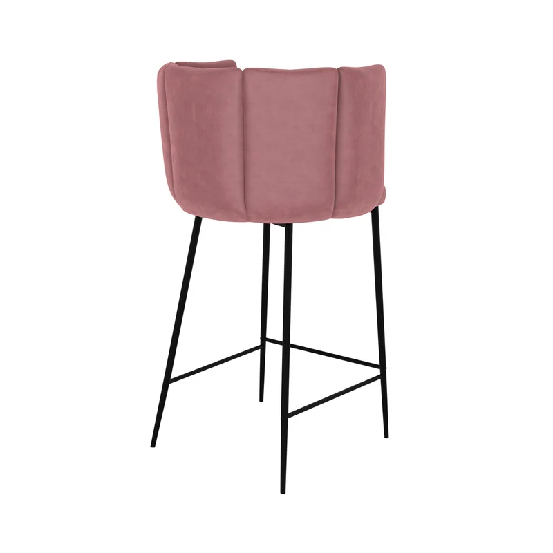 Chaise de bar Rosy en velours rose 67 cm (lot de 2)