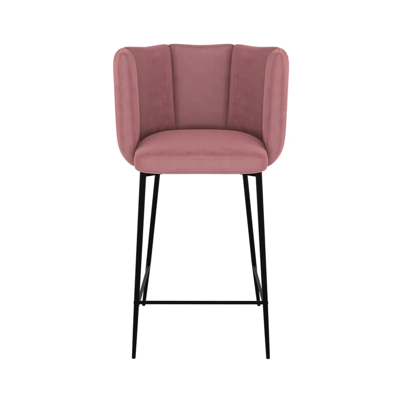 Chaise de bar Rosy en velours rose 67 cm (lot de 2)