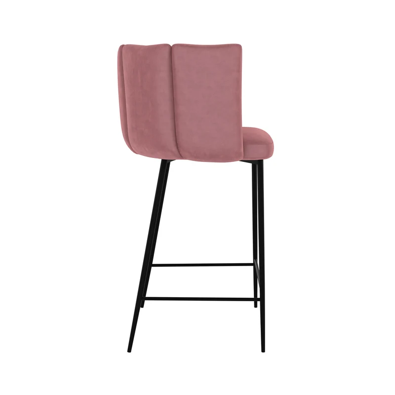 Chaise de bar Rosy en velours rose 67 cm (lot de 2)