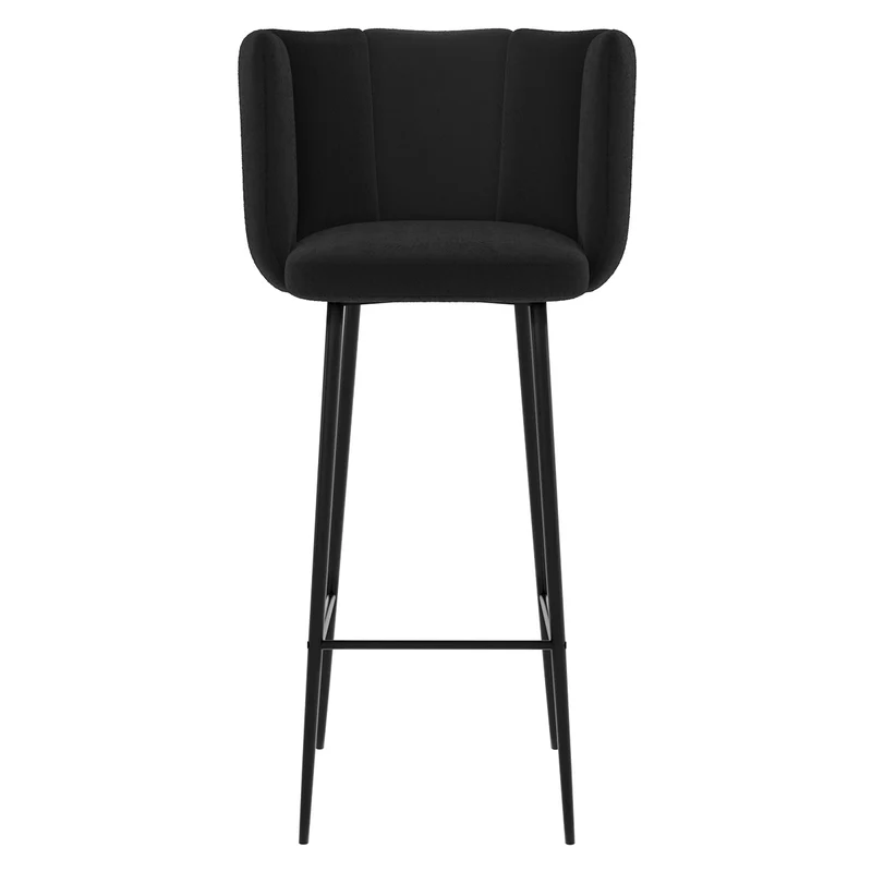 Chaise de bar Rosy en velours noir 75 cm (lot de 2)