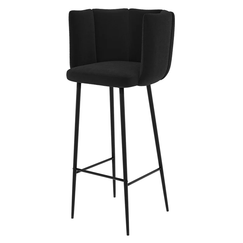 Chaise de bar Rosy en velours noir 75 cm (lot de 2)