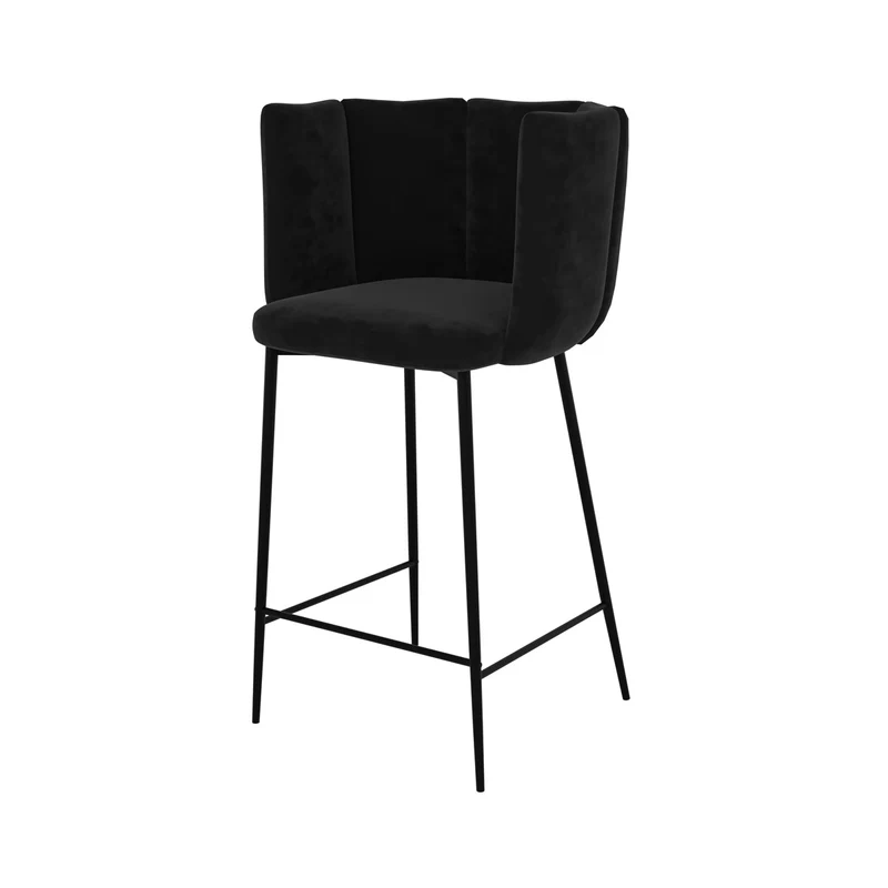 Chaise de bar Rosy en velours noir 67 cm (lot de 2)