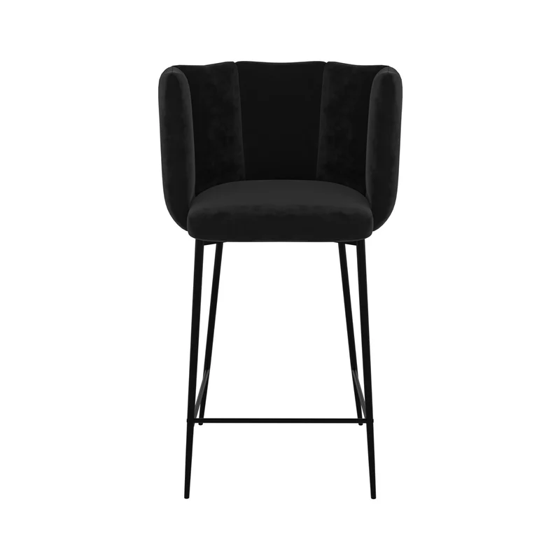 Chaise de bar Rosy en velours noir 67 cm (lot de 2)