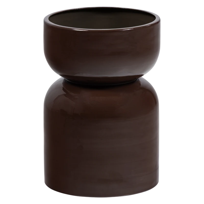 Toval plantenpot laag metaal hoogglans paars/bruin