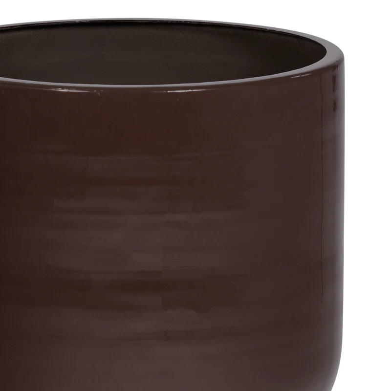 Toval plantenpot laag metaal hoogglans paars/bruin