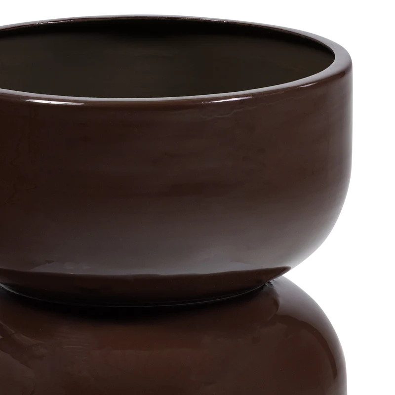 Toval plantenpot laag metaal hoogglans paars/bruin