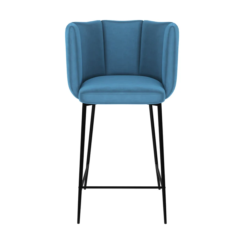 Chaise de bar Rosy en velours bleu 67 cm (lot de 2)