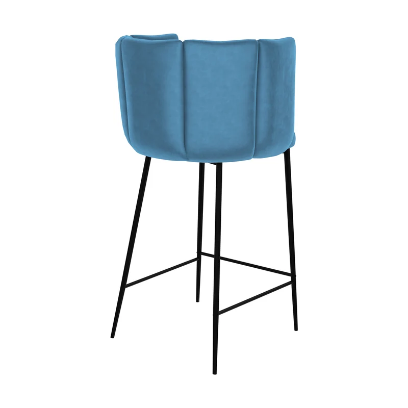 Chaise de bar Rosy en velours bleu 67 cm (lot de 2)