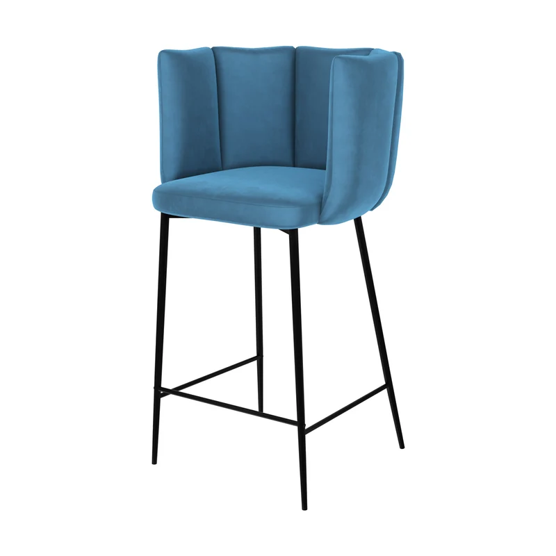 Chaise de bar Rosy en velours bleu 67 cm (lot de 2)