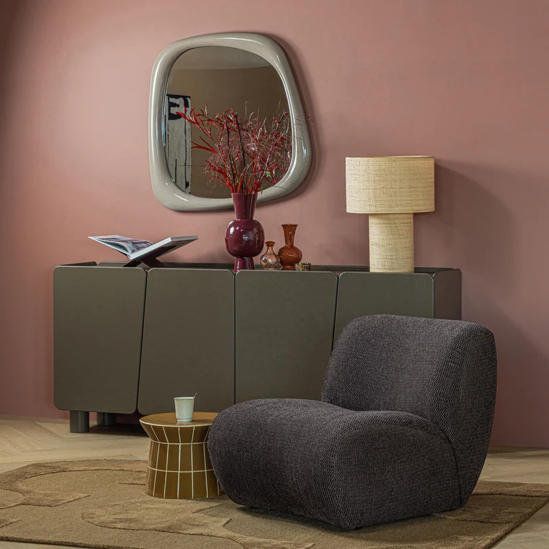 Plu decoratieve bijzettafel Ø38x30 cm keramiek honinggeel