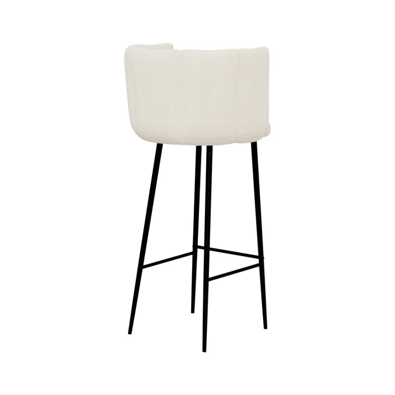 Chaise de bar Rosy en tissu bouclé beige 75 cm (lot de 2)