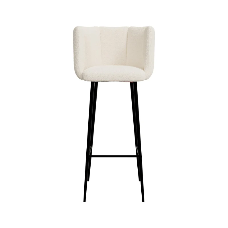 Chaise de bar Rosy en tissu bouclé beige 75 cm (lot de 2)