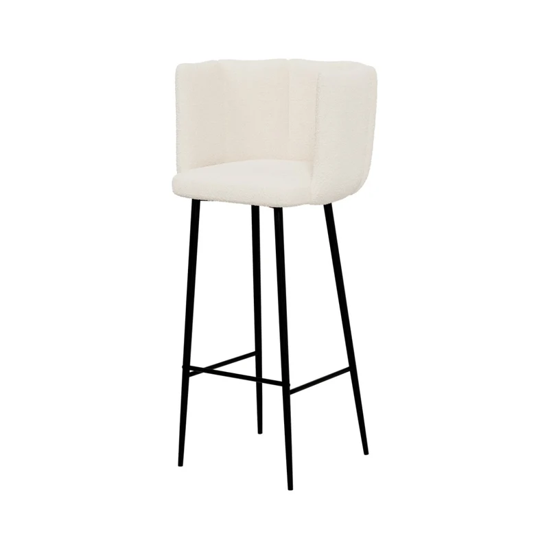 Chaise de bar Rosy en tissu bouclé beige 75 cm (lot de 2)