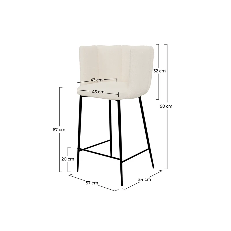 Chaise de bar Rosy en tissu bouclé beige 67 cm (lot de 2)