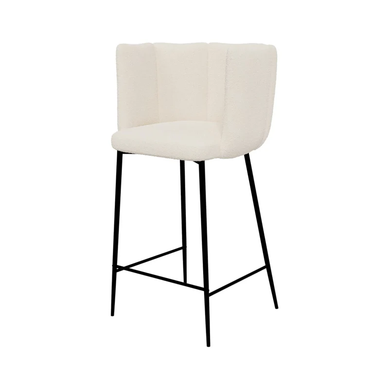 Chaise de bar Rosy en tissu bouclé beige 67 cm (lot de 2)